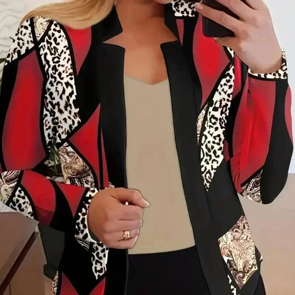 Splicing Open Front Blazer - Picture 1 of 3